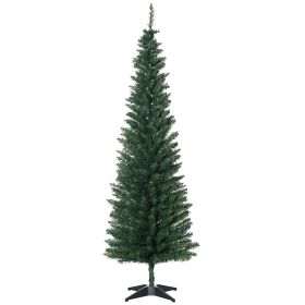 6ft Pencil Christmas Tree, PVC Hinged Unlit Slim Artificial Christmas Tree for Home Party Holiday Decoration, Green