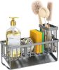 Sink Caddy Organzier with High Brush Holder, Sponge Holder for Sink, 304 Rustproof Stainless, Kitchen Countertop Soap Dispenser Organizer