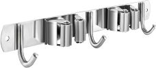 Broom and Mop Holder Wall Mounted, Broom Hanger Storage Rack, Stainless Steel Mop Hanger, Dustpan Holders with 2 Racks and 3 Hooks