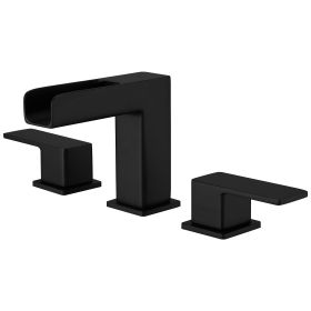 8 in. Widespread Double Handle Black Bathroom Faucet Set 3 Holes Vanity Sink With Metal Drain In Matte Black