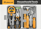 20PCS Household Tool Kit, All-in-One DIY Repair Hand Tool Set with Storage Case for Home Maintenance, Furniture Assembly