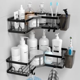 Corner Shower Caddy, 2 Pack Adhesive Shower Corner Organizer Shelves, No Drilling Stainless Steel Shower Storage Rack witH