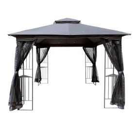 10x10 Outdoor Patio Gazebo Canopy Tent With Ventilated Double Roof And Mosquito net(Detachable Mesh Screen On All Sides),Suitable for Lawn, Garden