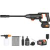 Cordless Pressure Washer, 580-PSI 1.1 GPM Portable Power Cleaner, Handheld High-Pressure Car Washer Gun with 4.0Ah Battery, Charger, 6-in-1 Nozzle