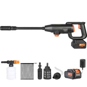 Cordless Pressure Washer, 580-PSI 1.1 GPM Portable Power Cleaner, Handheld High-Pressure Car Washer Gun with 4.0Ah Battery, Charger, 6-in-1 Nozzle