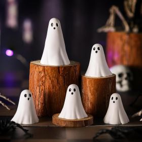 5 Pcs Halloween Ghost Figurine Resin Ghost Sculpture Statue Cute Halloween Decorations Spooky Tiered Tray Decor for Indoor Home Table Centerpieces Par
