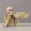 Skull Tray Ornament with Bowl – Unique Skeleton Design for Indoor & Outdoor Decor, Perfect for Halloween, Day of the Dead, or Gothic Themed Rooms
