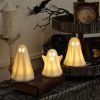 Light Up Ghost Halloween Decor, 3 Pack Ceramic Halloween Ghost Decorations Indoor