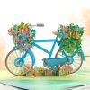 3D Pop Up Card Vintage Bicycle With Flower Card Greeting Card For Thanksgiving; Mother's Day; Valentine's Day; Birthday Size 17.8*12.7cm(7*5 Inch) Inc