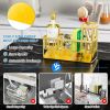 Gold Kitchen Sink Caddy Organzier with High Brush Holder, Sponge Holder for Sink, 304 Rustproof Stainless, Kitchen Countertop Soap Dispenser Organizer