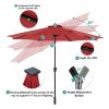10 ft Outdoor Patio Umbrella with Solar LED Lights, Weather Resistant Camping & Yard Umbrella with Push Button Tilt
