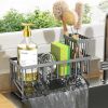 Sink Caddy Organzier with High Brush Holder, Sponge Holder for Sink, 304 Rustproof Stainless, Kitchen Countertop Soap Dispenser Organizer