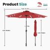 10 ft Outdoor Patio Umbrella with Solar LED Lights, Weather Resistant Camping & Yard Umbrella with Push Button Tilt