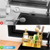 Gold Kitchen Sink Caddy Organzier with High Brush Holder, Sponge Holder for Sink, 304 Rustproof Stainless, Kitchen Countertop Soap Dispenser Organizer