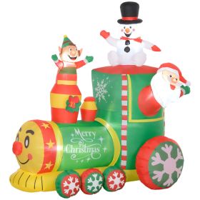 6FT Inflatable Train with Santa Claus, Snowman, Blow-Up Outdoor Display w/ White LED Lights for Party (Option: Green-260x130x320 mm)