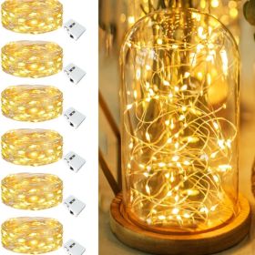 6 Pack Fairy Lights Battery Operated 7ft 20 Led Twinkle Lights 3 Modes Bulk Mini String Lights Waterproof For Mason Jars Vases DIY Party Wedding (Option: WHITE)