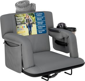Alpcour Premium Reclining Stadium Seat for Bleachers with Back Support (Color: Grey, size: 21" Wide)