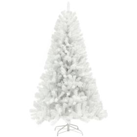 HOMCOM 9ft Tall Artificial Christmas Tree, Unlit Xmas Tree With 2132 Branch Tips, Auto Open, Steel Base, Holiday Decor For Home Office, White (Option: WHITE)